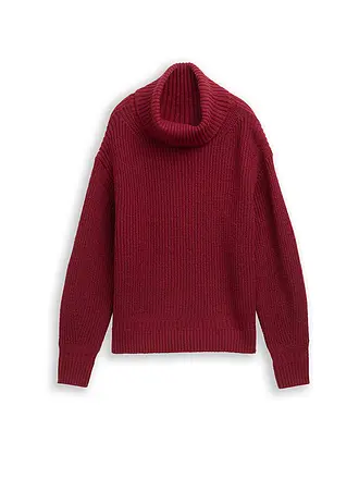 TOM TAILOR | Rollkragenpullover | dunkelrot